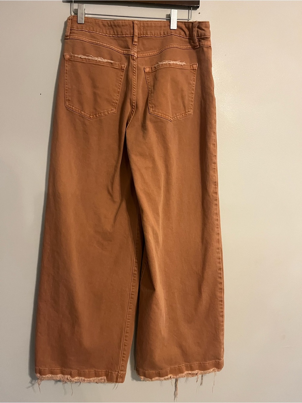 Rust Mid Rise Wide Leg Cropped Jeans Raw Hem Saddle Western Boho Size 28 - Picture 3 of 8